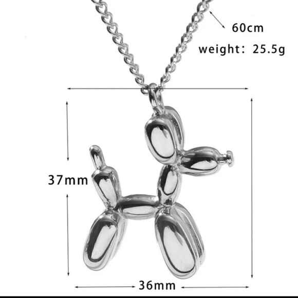 Black Balloon Dog Shape Pendant Necklace - Picture 6 of 6